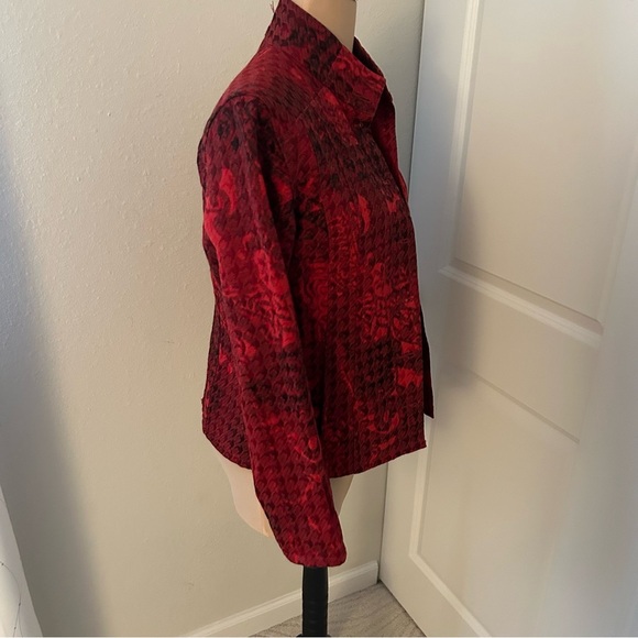 Chicos Red Patterned Women's Jacket - Picture 3 of 5